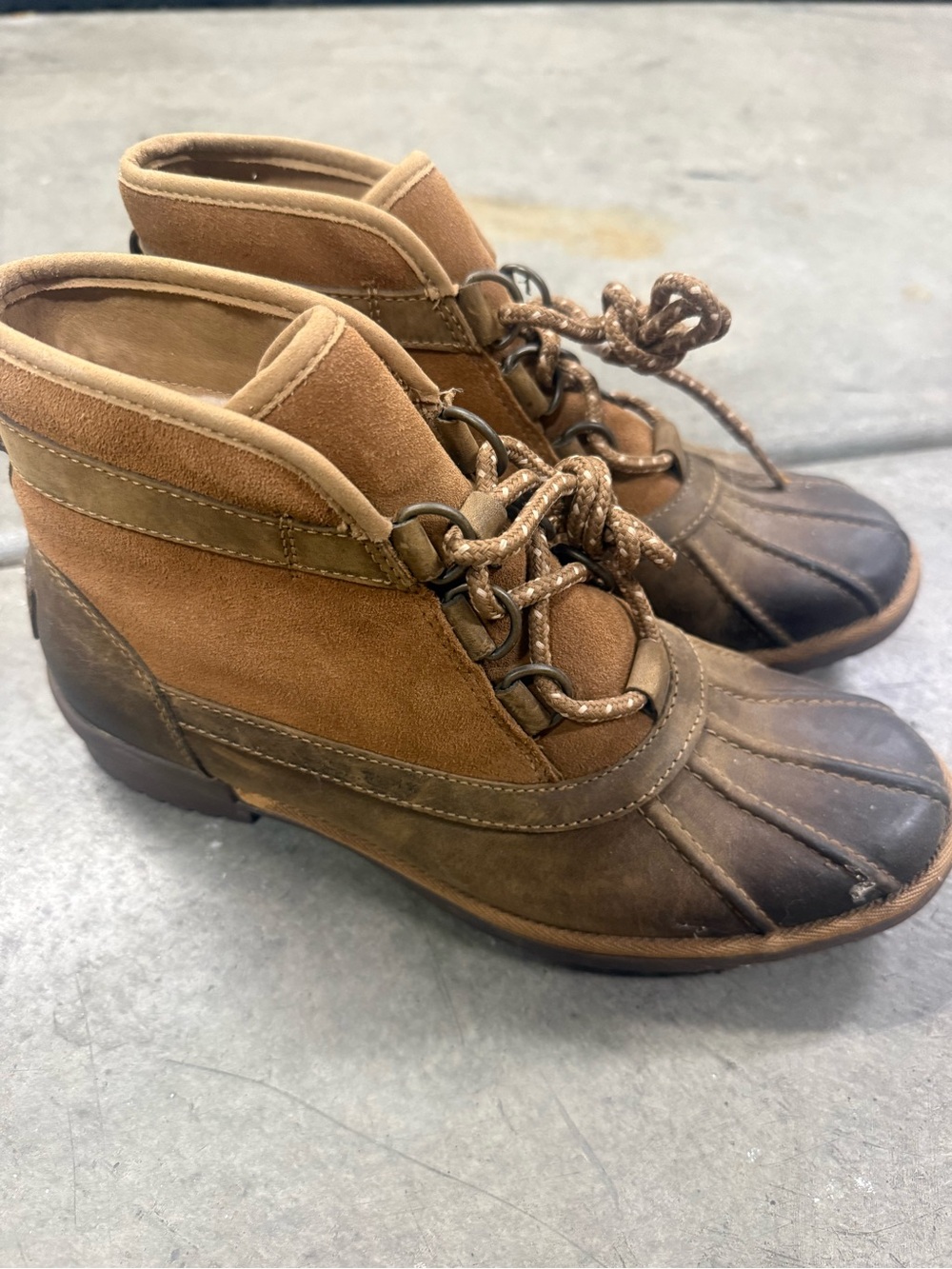 UGG Chestnut Suede Lace-Up Shearling Boots